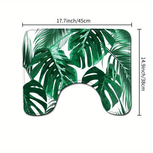 Green Leaves Shower Curtain Blanket Set Bathroom Decor