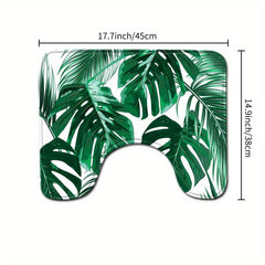 Green Leaves Shower Curtain Blanket Set Bathroom Decor