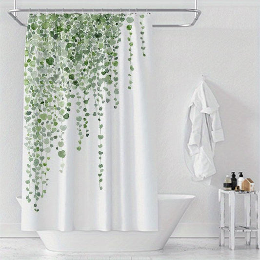 Green Leaves Shower Curtain Waterproof Mildew-Proof Bathroom Decor