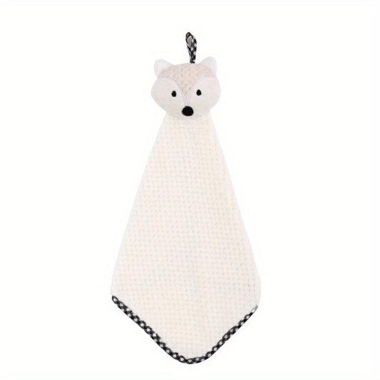Fox Head Hand Towel Coral Fleece Soft and Absorbent Dishcloth
