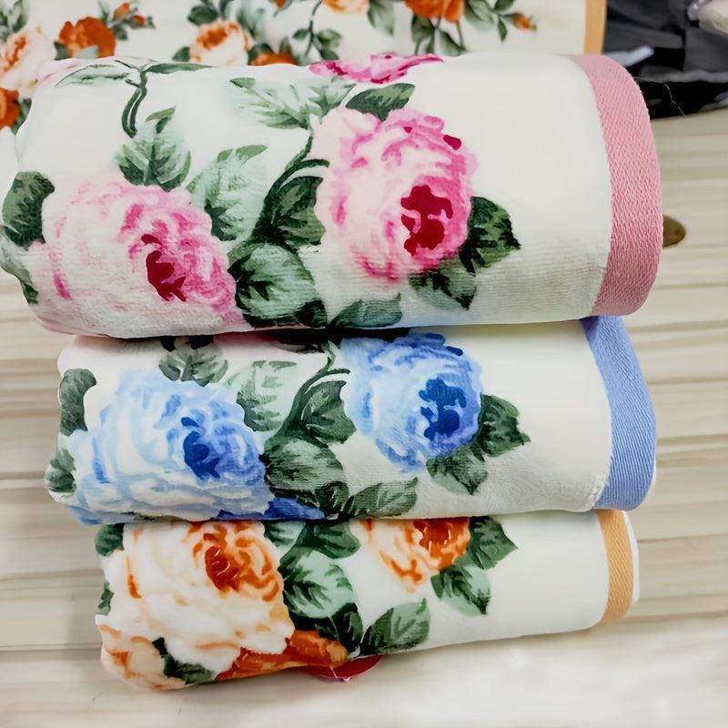 3pcs Floral Pattern Hand Towel Soft Skin-friendly Face Towel Absorbent Towel