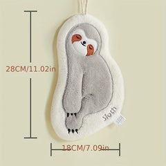 Sloth Pattern Hanging Towel for Kids - Quick Drying and Soft