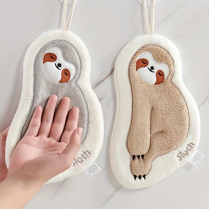 Sloth Pattern Hanging Towel for Kids - Quick Drying and Soft
