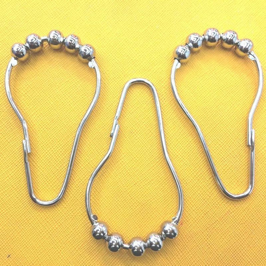 12pcs Rustproof Shower Curtain Rings Hooks 5 Roller Ball Curtain Accessories