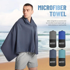 2pcs Quick Drying Microfiber Beach Towel with Mesh Bag