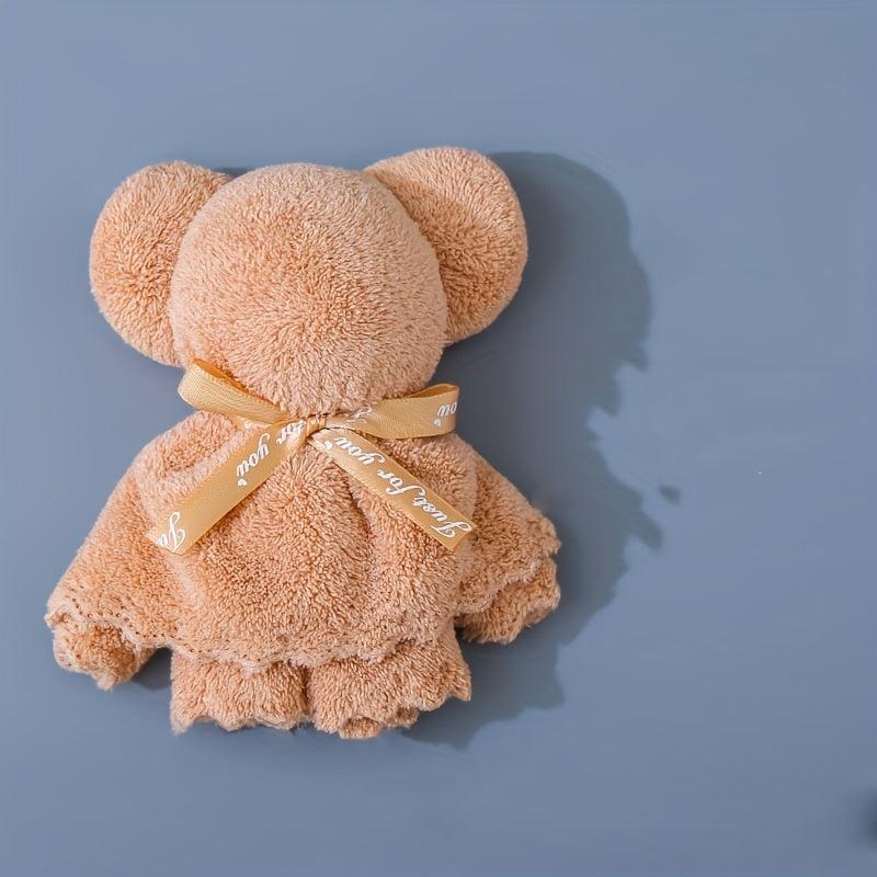 Bear Shaped Towel Coral Velvet Square Towel Decorative Fingertip Towel