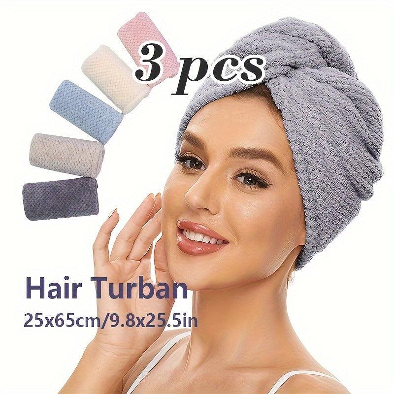 3pcs Microfiber Hair Towel Wrap for Women Quick Drying Cap