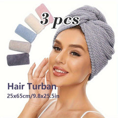 3pcs Microfiber Hair Towel Wrap for Women Quick Drying Cap