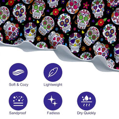 Colorful Skull Pattern Beach Towel Quick Drying Soft Absorbent Towel