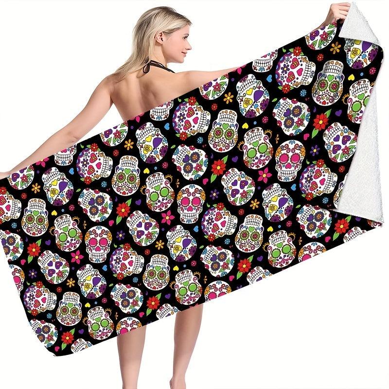 Colorful Skull Pattern Beach Towel Quick Drying Soft Absorbent Towel