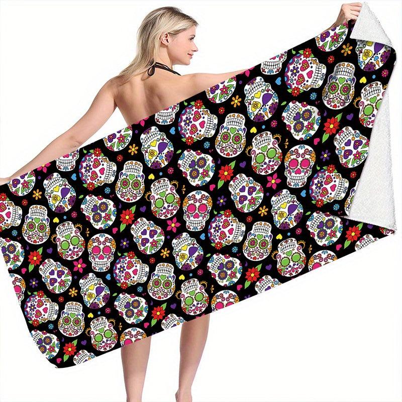 Colorful Skull Pattern Beach Towel Quick Drying Soft Absorbent Towel