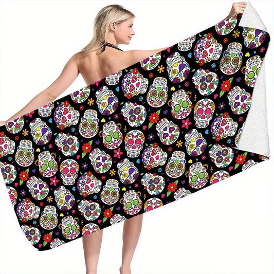 Colorful Skull Pattern Beach Towel Quick Drying Soft Absorbent Towel