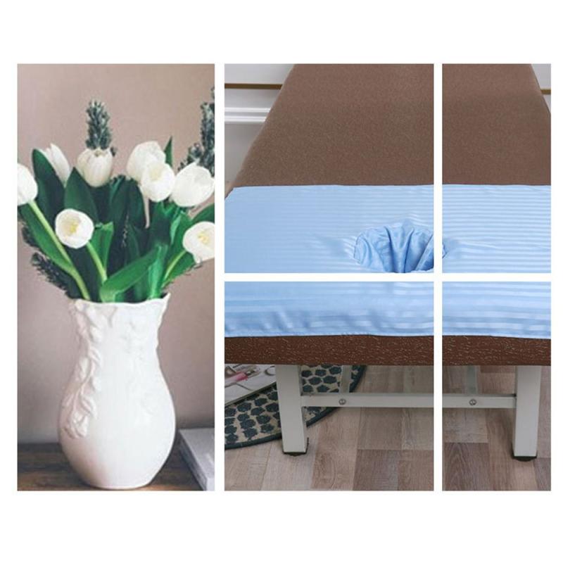 Soft Stripped Pattern Bed Cover with Breath Hole for Salon Spa, Massage Bed
