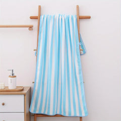 Strip Pattern Bath Towel Absorbent Coral Velvet Towel for Adults