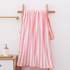 Strip Pattern Bath Towel Absorbent Coral Velvet Towel for Adults