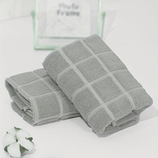 Plaid Pattern Hand Towel Soft Absorbent Towel for Home Bathroom Gym Spa