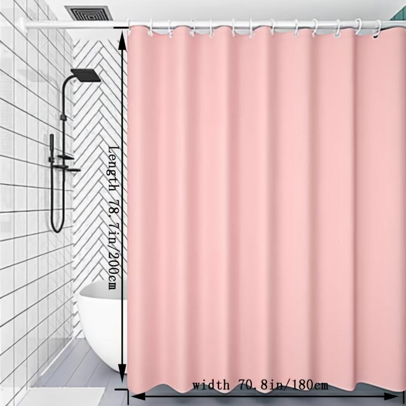 Waterproof Pink Shower Curtain, Mildew Resistant, Size Options