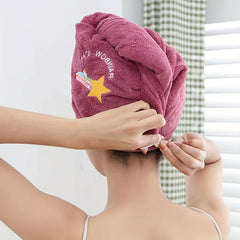 Soft Hair Drying Cap Embroidered Hair Towel Absorbent Quick-drying Shower Cap