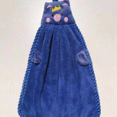 Soft Coral Fleece Piggy Hand Towel for Kitchen Use