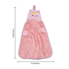 Soft Coral Fleece Piggy Hand Towel for Kitchen Use