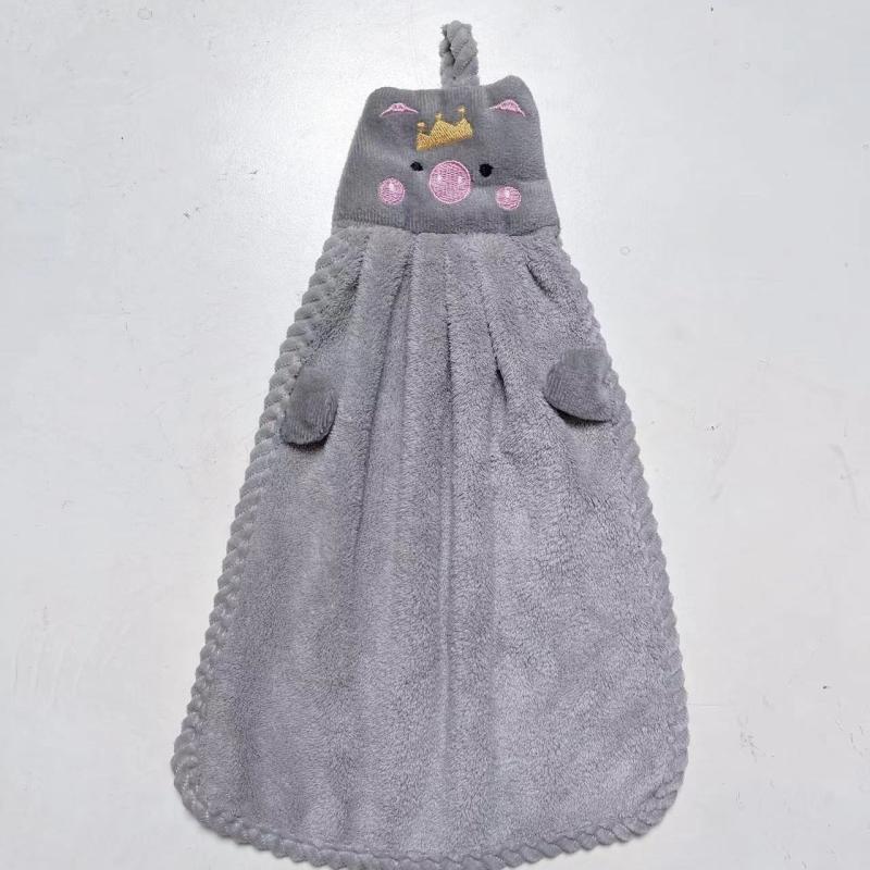 Soft Coral Fleece Piggy Hand Towel for Kitchen Use