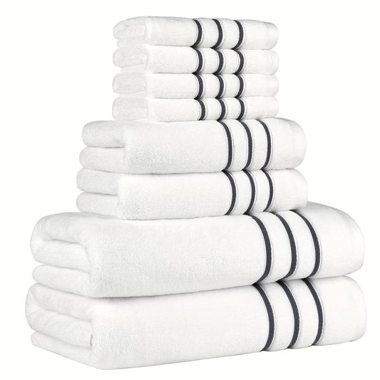 8pcs Soft Cotton Towel Set Bathroom Towels - 2 Bath, 2 Hand, 4 Face