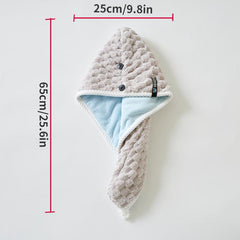 Coral Fleece Hair Drying Cap Double Layer Thick Hair Towel