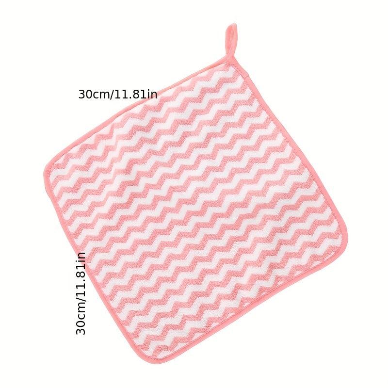 Striped Pattern Hanging Towel Coral Fleece Fingertip Towel