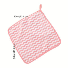 Striped Pattern Hanging Towel Coral Fleece Fingertip Towel