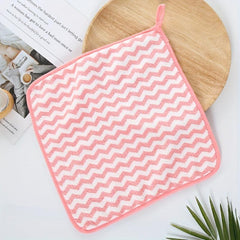 Striped Pattern Hanging Towel Coral Fleece Fingertip Towel