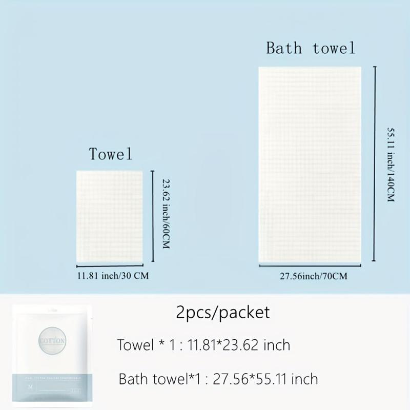 2pcs Disposable Bath Towel Set for Travel Hotel Home