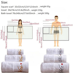 3pcs Love Embroidery Cotton Towel Set Soft Skin-friendly Bathroom & Hotel