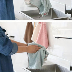 Coral Fleece Floral Hand Towel for Kitchen and Toilet