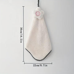 Coral Fleece Floral Hand Towel for Kitchen and Toilet