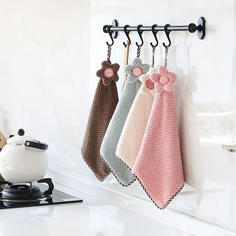 Coral Fleece Floral Hand Towel for Kitchen and Toilet