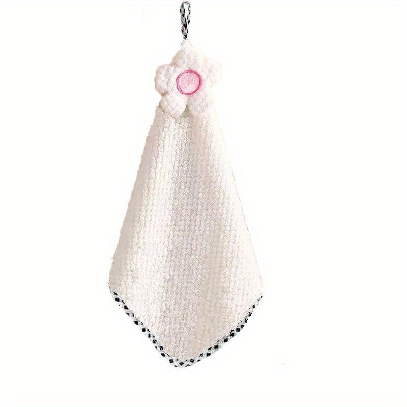 Coral Fleece Floral Hand Towel for Kitchen and Toilet