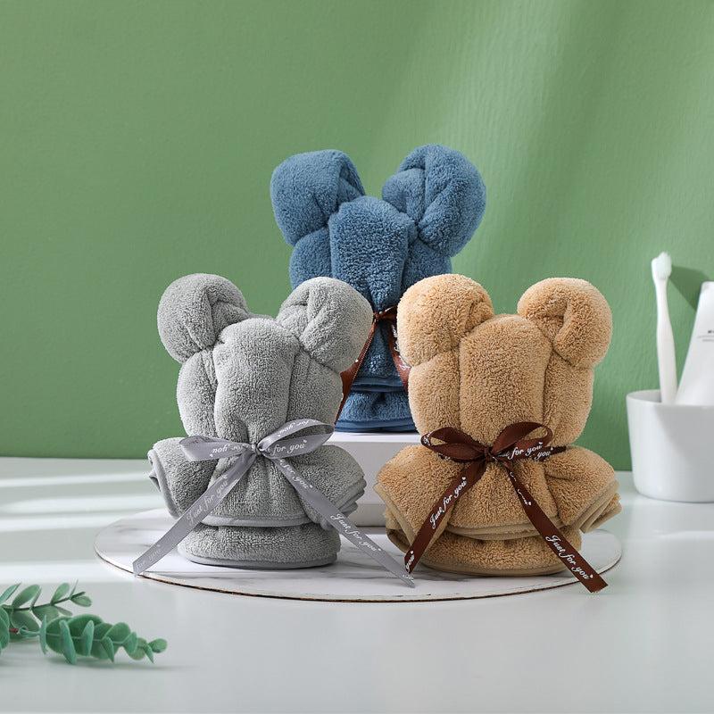 Cute Bear Shaped Towel Small Square Teddy Bear Washcloth