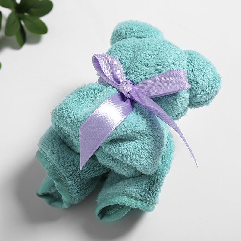 Cute Bear Shaped Towel Small Square Teddy Bear Washcloth