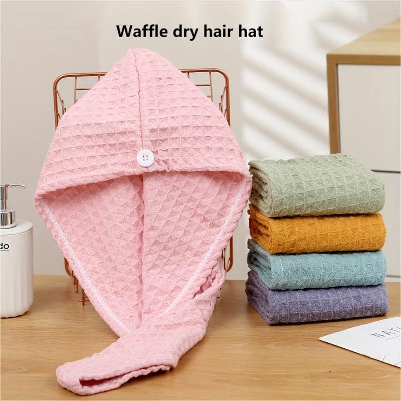 Waffle Hair Drying Cap Soft Absorbent Shower Cap Hair Turban