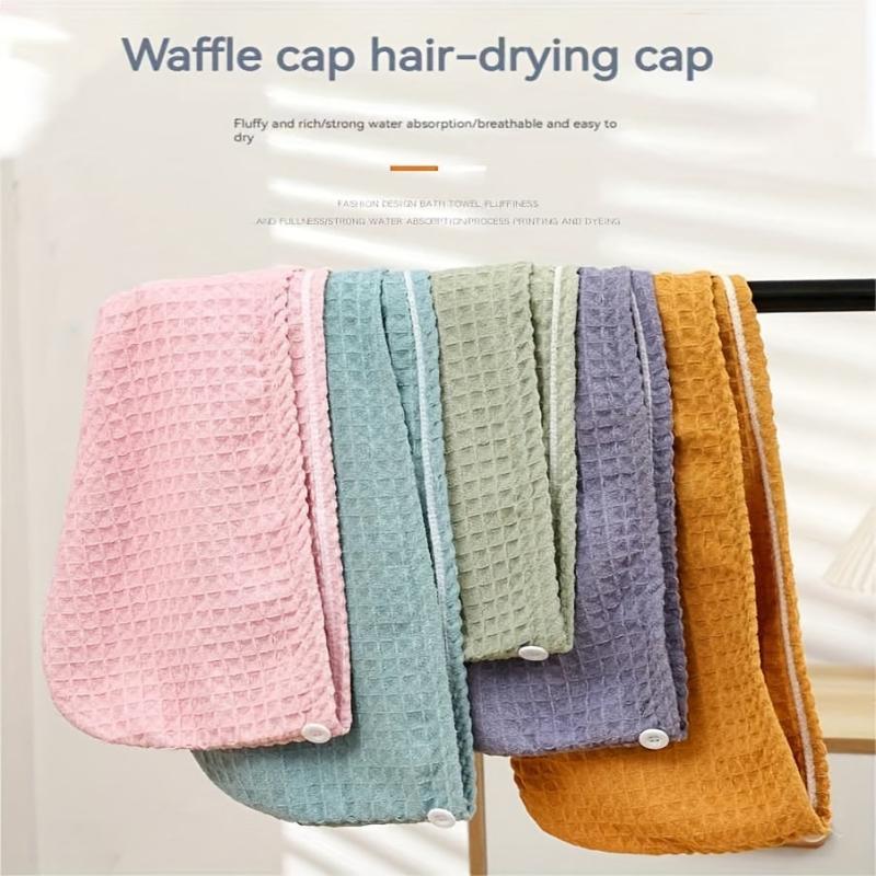 Waffle Hair Drying Cap Soft Absorbent Shower Cap Hair Turban