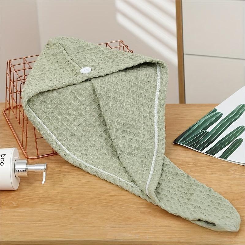 Waffle Hair Drying Cap Soft Absorbent Shower Cap Hair Turban