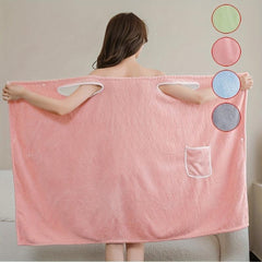 Women Shower Wrap Towel With Strap Pocket Bathrobe Adjustable Shower Spa Wrap