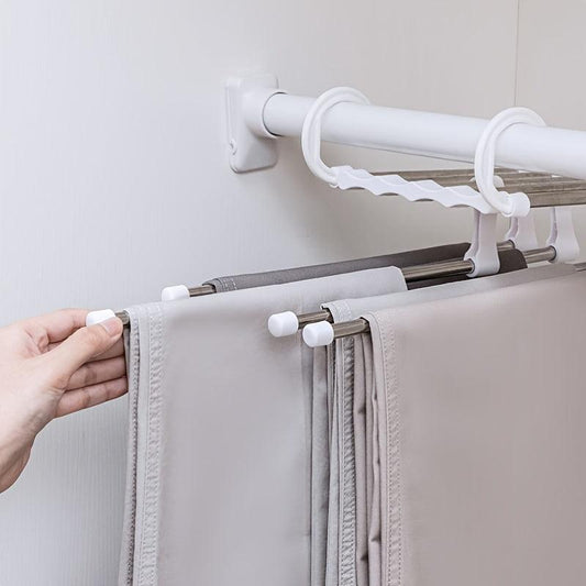 5 In 1 Magic Trouser Rack Hangers Stainless Steel Folding Pant Rack
