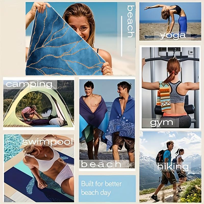 Marble Beach Towel Quick Drying Soft Absorbent Microfiber Blanket