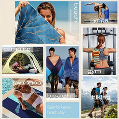 Marble Beach Towel Quick Drying Soft Absorbent Microfiber Blanket