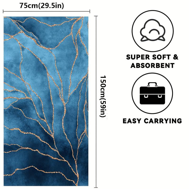 Marble Beach Towel Quick Drying Soft Absorbent Microfiber Blanket