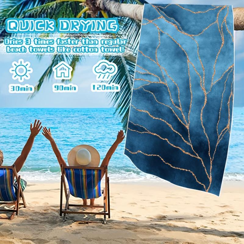 Marble Beach Towel Quick Drying Soft Absorbent Microfiber Blanket