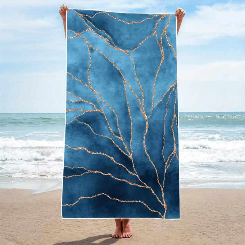 Marble Beach Towel Quick Drying Soft Absorbent Microfiber Blanket