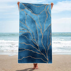 Marble Beach Towel Quick Drying Soft Absorbent Microfiber Blanket