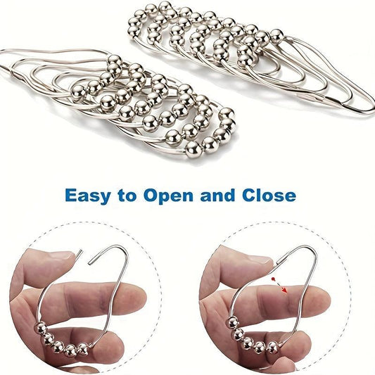 12pcs Rustproof Metal Shower Curtain Hook Bathroom Accessories